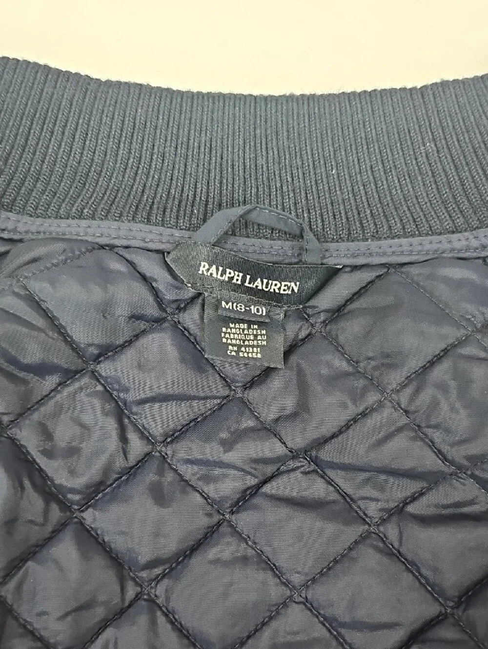Ralph Lauren Quilted Navy Vest with Gold Crest Patch Size 8/10Y